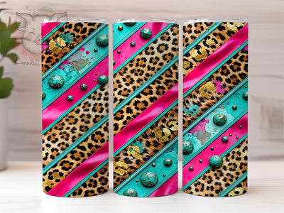 Leopard Cheetah Turquoise 20oz Tumbler, Leopard Print Wrap, Cheetah Pattern Design, Turquoise Tumbler Wrap, 20oz Sublimation Design, Exotic Animal Print, Boho Turquoise Style, Wild Cat Tumbler Sublimation Lara' s Designs 