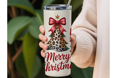 Leopard Christmas Tree 20oz Tumbler Sublimation DesignSVG 