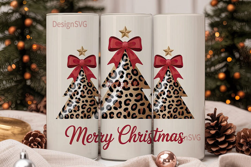 Leopard Christmas Tree 20oz Tumbler Sublimation DesignSVG 