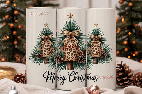 Leopard Christmas Tree 20oz Tumbler Sublimation DesignSVG 