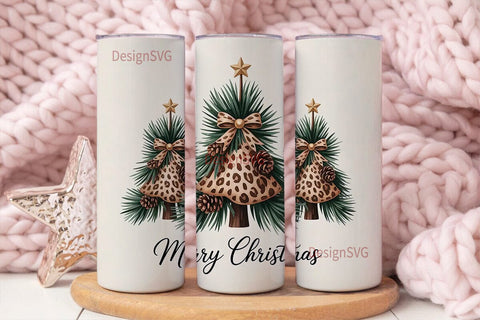 Leopard Christmas Tree 20oz Tumbler Sublimation DesignSVG 