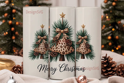Leopard Christmas Tree 20oz Tumbler Sublimation DesignSVG 