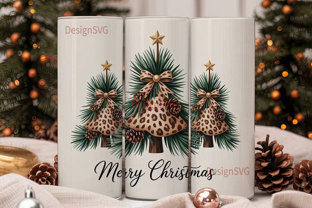 Leopard Christmas Tree 20oz Tumbler Sublimation DesignSVG 