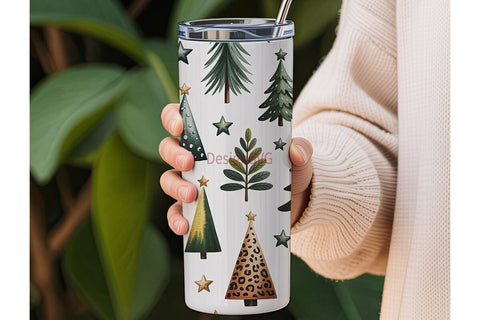 Leopard Christmas Tree 20oz Tumbler Sublimation DesignSVG 