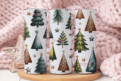 Leopard Christmas Tree 20oz Tumbler Sublimation DesignSVG 