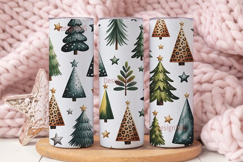 Leopard Christmas Tree 20oz Tumbler Sublimation DesignSVG 