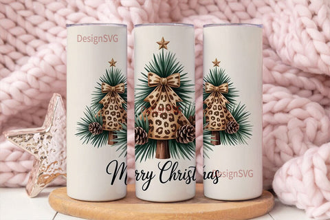 Leopard Christmas Tree 20oz Tumbler Sublimation DesignSVG 