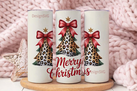 Leopard Christmas Tree 20oz Tumbler Sublimation DesignSVG 