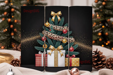 Leopard Christmas Tree 20oz Tumbler Wrap Sublimation DesignSVG 