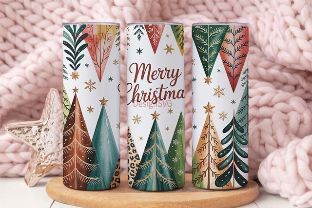 Leopard Christmas Tree 20oz Tumbler Wrap Sublimation DesignSVG 