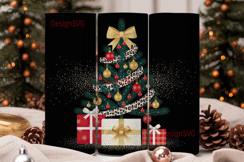 Leopard Christmas Tree 20oz Tumbler Wrap Sublimation DesignSVG 