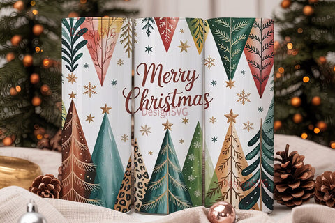 Leopard Christmas Tree 20oz Tumbler Wrap Sublimation DesignSVG 