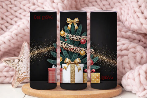 Leopard Christmas Tree 20oz Tumbler Wrap Sublimation DesignSVG 