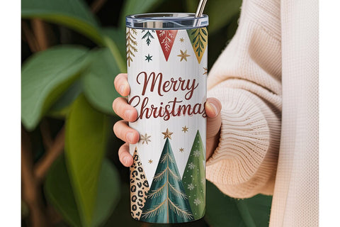 Leopard Christmas Tree 20oz Tumbler Wrap Sublimation DesignSVG 