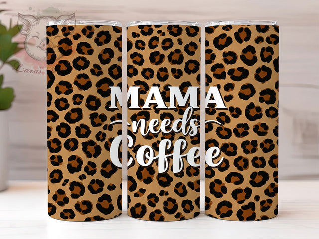 Leopard Coffee Mama Funny Tumbler, Coffee Lover Tumbler, Leopard Print Tumbler, Caffeine Addict, Mom Life Tumbler, 20oz Sublimation Wrap, Funny Mom Gift Sublimation Lara' s Designs 