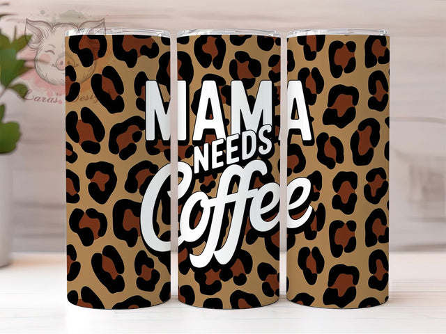 Leopard Coffee Mama Funny Tumbler, Coffee Lover Tumbler, Leopard Print Tumbler, Caffeine Addict, Mom Life Tumbler, 20oz Sublimation Wrap, Funny Mom Gift Sublimation Lara' s Designs 