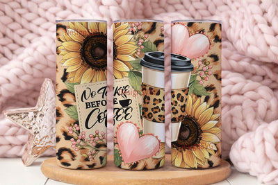 Leopard Coffee Tumbler Design 20oz Skinny Sublimation Template PNG, No Talkie Before Coffee Tumbler Sunflower Sublimation Wrap PNG Sublimation DesignSVG 