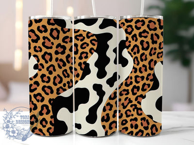 Leopard Cow Print Tumbler, Cow Print, Seamless Pattern, Animal Style, Bold Design, 20Oz Tumbler, Sublimation Wrap Sublimation ToriDesigns 