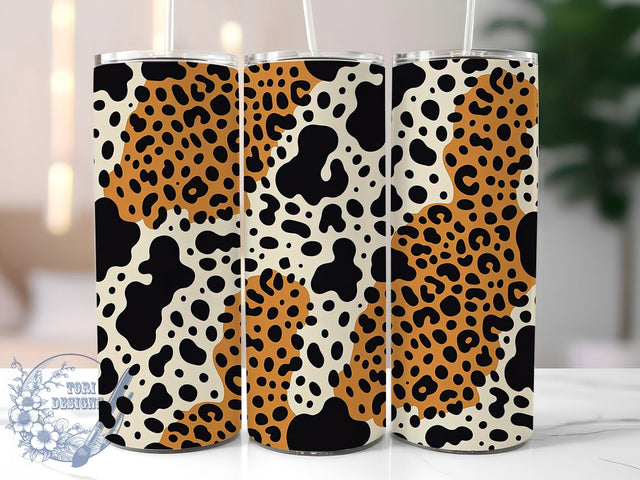 Leopard Cow Print Tumbler, Cow Print, Seamless Pattern, Animal Style, Bold Design, 20Oz Tumbler, Sublimation Wrap Sublimation ToriDesigns 
