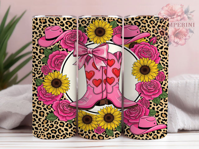 Leopard Cowgirl Boots Tumbler, Leopard Print Tumbler, Cowgirl 20oz Wrap, Sublimation Design, Rustic Gift Idea, Stylish Leopard Wrap, Country Cowgirl Tumbler Sublimation Li Zamperini 