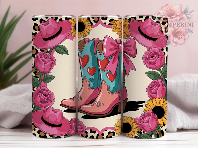 Leopard Cowgirl Boots Tumbler, Leopard Print Tumbler, Cowgirl 20oz Wrap, Sublimation Design, Rustic Gift Idea, Stylish Leopard Wrap, Country Cowgirl Tumbler Sublimation Li Zamperini 