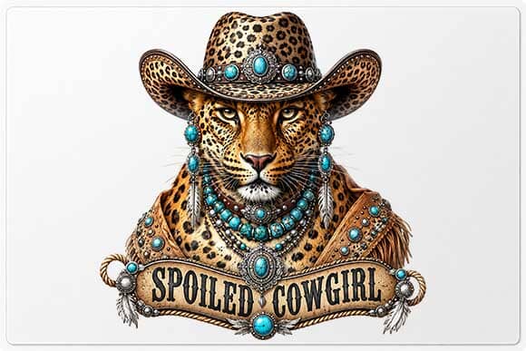 Leopard Cowgirl PNG | Western Boutique Portrait Digital Download SVG BillahCrafts 