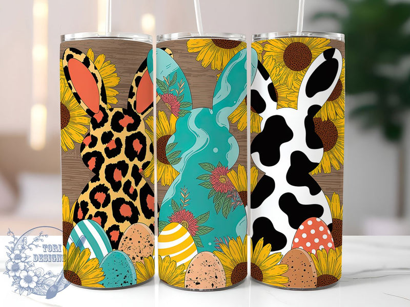 Leopard Cowhide Easter Bunny Tumbler, Easter Bunny Tumbler, Animal Print Bunny Wrap, Stylish 20oz Wrap, Sublimation Design, Trendy Gift Idea, Inspirational Easter Tumbler Sublimation ToriDesigns 