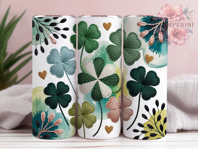 Leopard Cowhide Shamrock Tumbler, Glitter Yarn Tumbler, Stylish 20oz Wrap, Sublimation Design, Trendy Gift Idea, Irish Cowhide Wrap, Lucky Shamrock Tumbler Sublimation Li Zamperini 