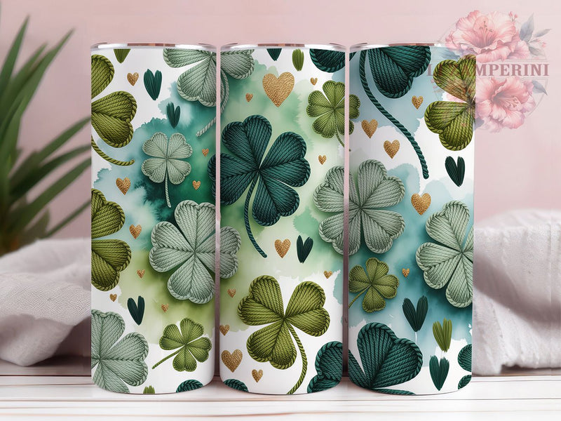 Leopard Cowhide Shamrock Tumbler, Glitter Yarn Tumbler, Stylish 20oz Wrap, Sublimation Design, Trendy Gift Idea, Irish Cowhide Wrap, Lucky Shamrock Tumbler Sublimation Li Zamperini 