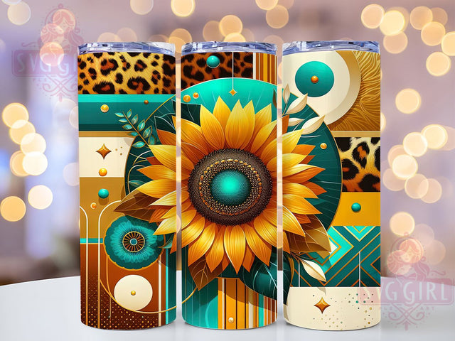 Leopard Cowhide Sunflower Tumbler, Leopard Print Wrap, Cowhide Texture Design, Rustic Western Chic, Bold Animal Print Style, Country Farmhouse Aesthetic, Seamless Nature Motif, 20Oz Tumbler, Sublimation Sublimation SvggirlplusArt 