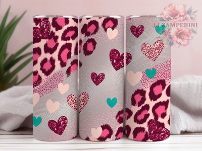 Leopard Cowhide Valentine Tumbler, Glitter Western Wrap, Romantic Animal Print Cup, 20oz Sublimation Wrap, Stylish Valentine Design Tumbler, Artistic Leopard Glitter Cup, Wild Western Love Theme Wrap Sublimation Li Zamperini 