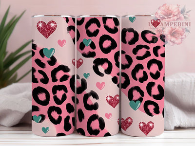 Leopard Cowhide Valentine Tumbler, Glitter Western Wrap, Romantic Animal Print Cup, 20oz Sublimation Wrap, Stylish Valentine Design Tumbler, Artistic Leopard Glitter Cup, Wild Western Love Theme Wrap Sublimation Li Zamperini 