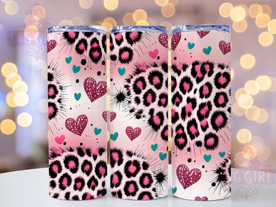 Leopard Cowhide Valentine Tumbler, Leopard Cowhide Tumbler, Glitter 20oz Wrap, Sublimation Design, Stylish Gift Idea, Cowhide Glitter Wrap, Leopard Valentine Tumbler Sublimation SvggirlplusArt 