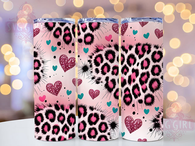 Leopard Cowhide Valentine Tumbler, Leopard Cowhide Tumbler, Glitter 20oz Wrap, Sublimation Design, Stylish Gift Idea, Cowhide Glitter Wrap, Leopard Valentine Tumbler Sublimation SvggirlplusArt 