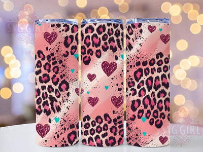 Leopard Cowhide Valentine Tumbler, Leopard Cowhide Tumbler, Glitter 20oz Wrap, Sublimation Design, Stylish Gift Idea, Cowhide Glitter Wrap, Leopard Valentine Tumbler Sublimation SvggirlplusArt 