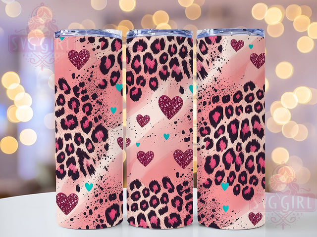 Leopard Cowhide Valentine Tumbler, Leopard Cowhide Tumbler, Glitter 20oz Wrap, Sublimation Design, Stylish Gift Idea, Cowhide Glitter Wrap, Leopard Valentine Tumbler Sublimation SvggirlplusArt 