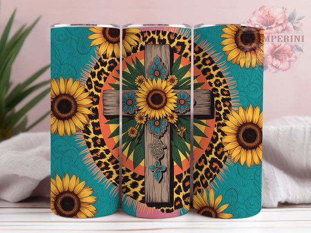 Leopard Cross Turquoise 20oz Tumbler, Leopard Print, Turquoise Theme, Christian Style, Faith Wrap, Sublimation Design, PNG File Sublimation Li Zamperini 
