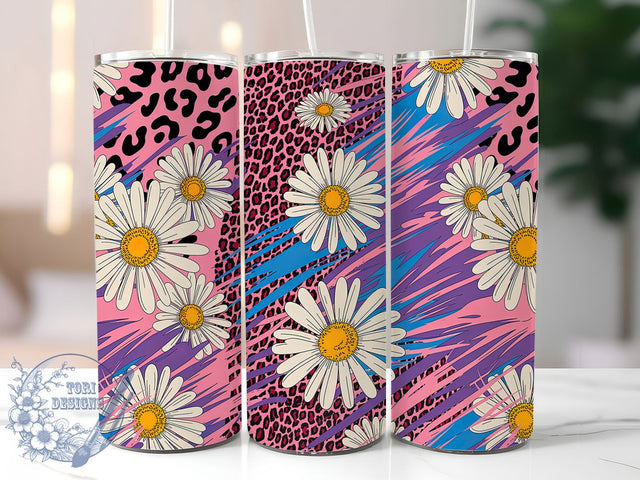 Leopard Daisy Bunny 20oz Tumbler, Leopard Print, 20oz Tumbler Wrap, Sublimation PNG, Spring Cup Design, Holiday Gift, Floral Bunny Sublimation ToriDesigns 