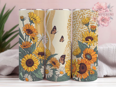 Leopard Daisy Sunflower 20oz Tumbler, Floral Tumbler Wrap, Sublimation Design, Rustic Wrap, Cute PNG, 20oz Tumbler Wrap Sublimation Li Zamperini 