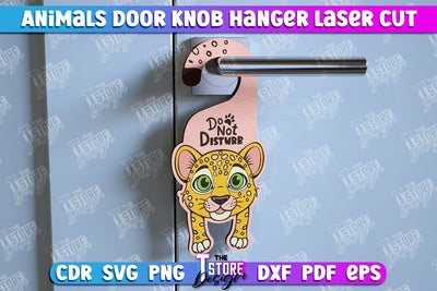 Leopard Door Knob Hanger | Children's Room | Door Sign | Baby Animals | CNC File SVG The T Store Design 