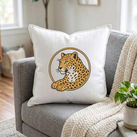 Leopard Embroidery Design – Wild Leopard Head Circle Frame Big Cat Wildlife Machine Embroidery File Embroidery/Applique DESIGNS PatternFeed8 