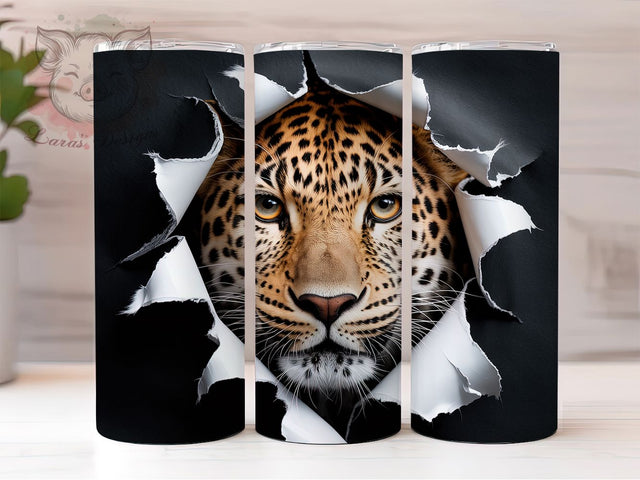 Leopard Face Safari Portrait 20oz Tumbler Wrap, Wildlife Animal, Breaking Through, Safari Theme, Animal Portrait, 20oz Tumbler Wrap, Sublimation PNG Sublimation Lara' s Designs 