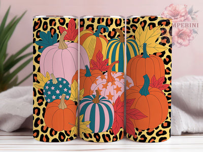 Leopard Fall Vibes Tumbler, Maple Leaf Autumn Wrap, Cozy Pumpkin Cup, 20oz Sublimation Wrap, Stylish Leopard Fall Tumbler, Seasonal Autumn Design Cup, Pumpkin Harvest Theme Wrap Sublimation Li Zamperini 