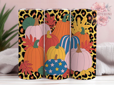 Leopard Fall Vibes Tumbler, Maple Leaf Autumn Wrap, Cozy Pumpkin Cup, 20oz Sublimation Wrap, Stylish Leopard Fall Tumbler, Seasonal Autumn Design Cup, Pumpkin Harvest Theme Wrap Sublimation Li Zamperini 