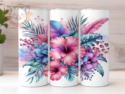 Leopard Floral 20oz Tumbler Png, Straight & Tapered Tumbler Png, Floral Tumbler Png, Digital Download PNG Sublimation Lara' s Designs 