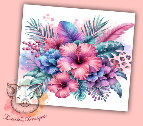 Leopard Floral 20oz Tumbler Png, Straight & Tapered Tumbler Png, Floral Tumbler Png, Digital Download PNG Sublimation Lara' s Designs 