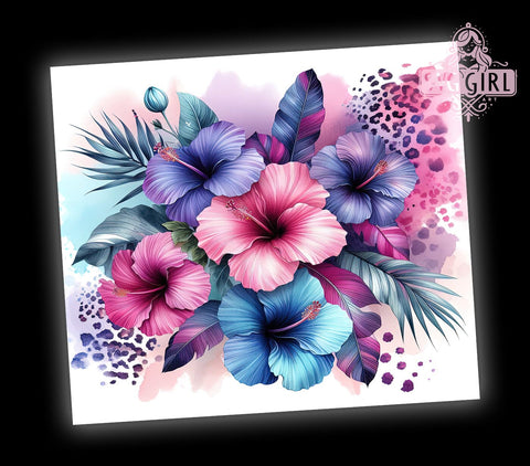 Leopard Floral 20oz Tumbler Wrap Sublimation Design, Straight Tapered Tumbler Wrap, Floral Tumbler Png, Instant Digital Download Sublimation SvggirlplusArt 