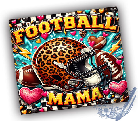 Leopard Football Mama 20oz Skinny Tumbler PNG, Football Mom Tumbler Sublimation Wrap, Straight & Tapered Tumbler Wrap, Instant Digital Download Sublimation ToriDesigns 