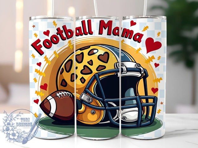 Leopard Football Mama 20oz Skinny Tumbler PNG, Football Mom Tumbler Sublimation Wrap, Straight & Tapered Tumbler Wrap, Instant Digital Download Sublimation ToriDesigns 