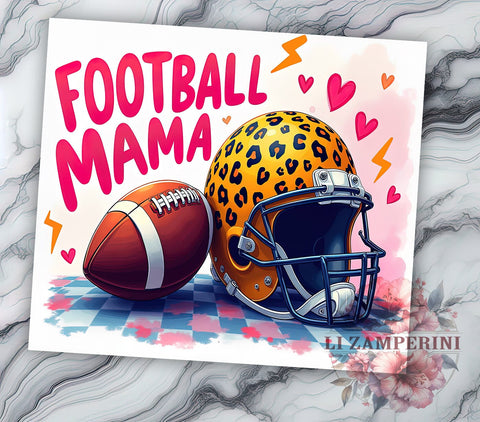 Leopard Football Mama 20oz Tumbler Wrap PNG, Football Mom Tumbler PNG Sublimation Design, Straight & Tapered Tumbler Wrap, Instant Digital Download Sublimation Li Zamperini 